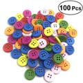 100pcs/pack 15mm Candy Color Thin Mixed Loading Assorted Color Wooden Buttons (Random Color)