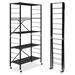 MYXIO 5-Tier Folding Storage Shelves with Wheels 60â€� Tall Adjustable Metal Shelving Unit Collapsible Organizer Rack Freestanding Open Display Shelving Rack for Garage Kitchen Easy Assembly