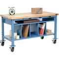 Mobile Electronic Packaging Workbench Maple Butcher Block Square Edge with Lower Shelf Kit - 72 x 30 in.