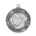 13-16 in. Sterling Silver St. Christopher Medal Pendant with 18 in. Stainless Steel Chain Box