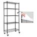 MYXIO 5-Shelf Shelving Units and Storage on 3 Wheels with Shelf Liners Set of 5 NSF Certified Adjustable Heavy Duty Carbon Steel Wire Shelving Unit (30W x 14D x 63.7H) Pole Diameter 1 Inch