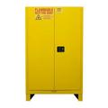 16 Gauge Welded Flammable Manual Doors Safety Cabinet with Legs & 2 Shelves Yellow - 45 gal