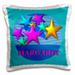 3dRose Vibrant colored stars on a blue background personalized with the name MARGARET Pillow Case 16 by 16-inch