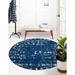 Rugs.com Lennon Collection Rug â€“ 3 Ft Round Navy Blue Medium Rug Perfect For Kitchens Dining Rooms