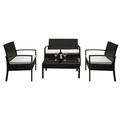 Biplut 2pcs Arm Chairs 1pc Love Seat & Tempered Glass Coffee Table Rattan Sofa Set Brown Gradient