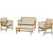 28 x 51 x 34 in. Outdoor Loveseat & 2 Chair Set with Coffee Table Brown & Blue - 4 Piece