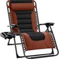 Best Choice Products Oversized Padded Zero Gravity Chair Folding Outdoor Patio Recliner w/ Side Tray - Rust/Black