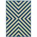 5 x 8 ft. Navy Geometric Stain Resistant Indoor & Outdoor Rectangle Area Rug - Blue and Ivory - 5 x 8 ft.