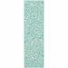 2 x 8 ft. Blue Floral Stain Resistant Indoor & Outdoor Rectangle Area Rug - Blue and Ivory - 0.15in. H x 26.77in. W x 90.55in. D