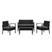 Noli Steel Rattan Patio Conversation Set with Cushions Black & Gray - 4 Piece