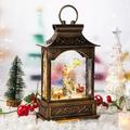 Christmas Musical Snow Globe Lantern 10.8 Water Lantern with Swirling Glitter Decoration for Christmas Home Living Room Battery Operated or USB Poweredï¼ˆSanta Claus and Elk)