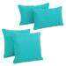 Double-Corded Solid Outdoor Spun Polyester Throw Pillows with Inserts Aqua Blue - Set of 4