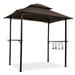 8 x 5 ft. Double Tier Soft Top Canopy Steel Frame with Hook & Bar Counters Outdoor Grill Gazebo Brown