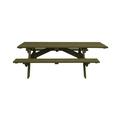 Green Solid Wood Outdoor Picnic Table with Umbrella Hole