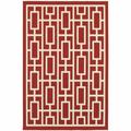 4 x 6 ft. Red Geometric Stain Resistant Indoor & Outdoor Rectangle Area Rug - Red and Ivory - 4 x 6 ft.