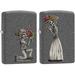 Zippo Personalized Message Engraved on Backside Iron Stone Wedding Couple Dead Skulls Set #28987