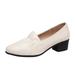 PMUYBHF Tennis Shoes Womens Black Wide Leisure Women s Four Seasons Solid Color Non Slip Square Heels Round Toe Breathable Slip on Lazy Shoes