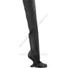 Schwarze quadratische Zehen seltsame Stil Absätze Stiefel Oberschenkel hohe Frauen Schuhe
