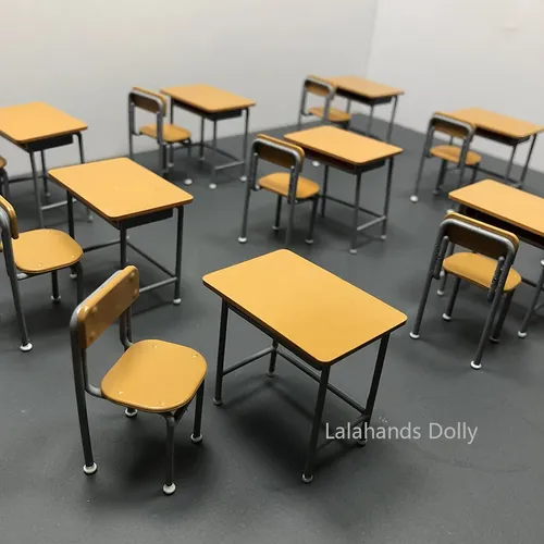 Puppenhaus Mini Klassen zimmer Schreibtisch und Stuhl Set Modell für Puppenhaus Möbel Dekoration