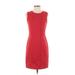 Banana Republic Factory Store Casual Dress - Sheath Crew Neck Sleeveless: Red Print Dresses - Women's Size 4 Petite