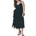 Plus Size Women's Cascade Lace Slip Dress by ELOQUII in Black Onyx (Size 16)