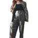 Plus Size Women's Belted High Waisted Straight Leg Trouser by ELOQUII in Silver (Size 24)