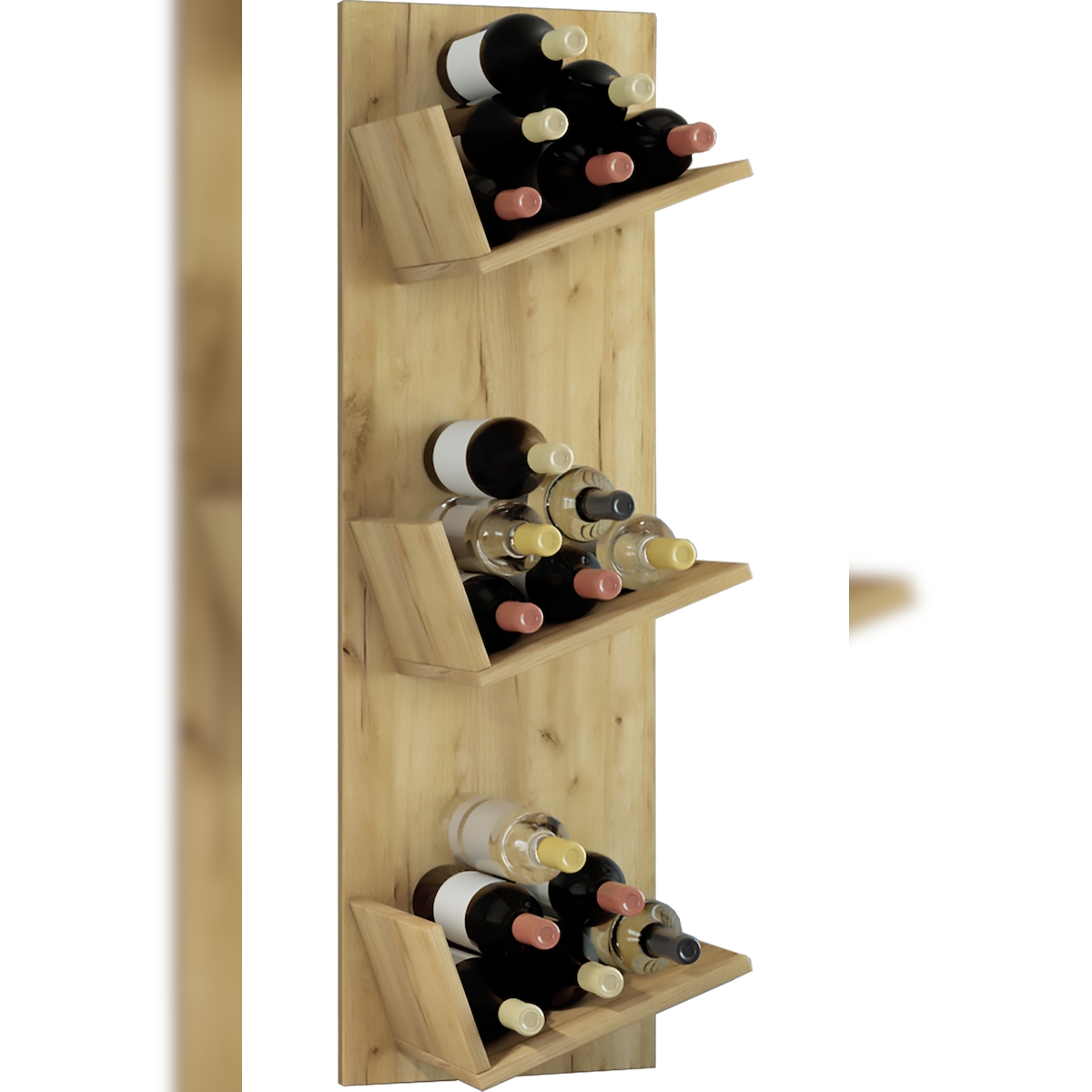 VCM Wandregal Vinosi Honig-Eiche H. 106 x B. 33 x T. 26 cm Image