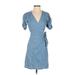 Madewell Casual Dress - Wrap: Blue Print Dresses - Women's Size X-Small