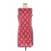 Liz Claiborne Casual Dress - Shift: Red Baroque Print Dresses - Women's Size 8