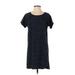 Blair Maxwell Casual Dress - Shift Scoop Neck Short sleeves: Blue Print Dresses - Women's Size P