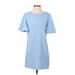Shein Casual Dress - Shift Crew Neck Short sleeves: Blue Solid Dresses - Women's Size Small