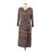 Hilton Hollis Casual Dress - Sheath Cowl Neck 3/4 sleeves: Gray Dresses - Women's Size Medium