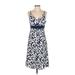 Ann Taylor Casual Dress V Neck Sleeveless: Blue Color Block Dresses - Women's Size 4