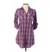 H&M Casual Dress - Shirtdress: Purple Plaid Dresses - Women's Size 2