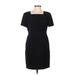 Talbots Casual Dress - Sheath Square Short sleeves: Black Print Dresses - Women's Size 6