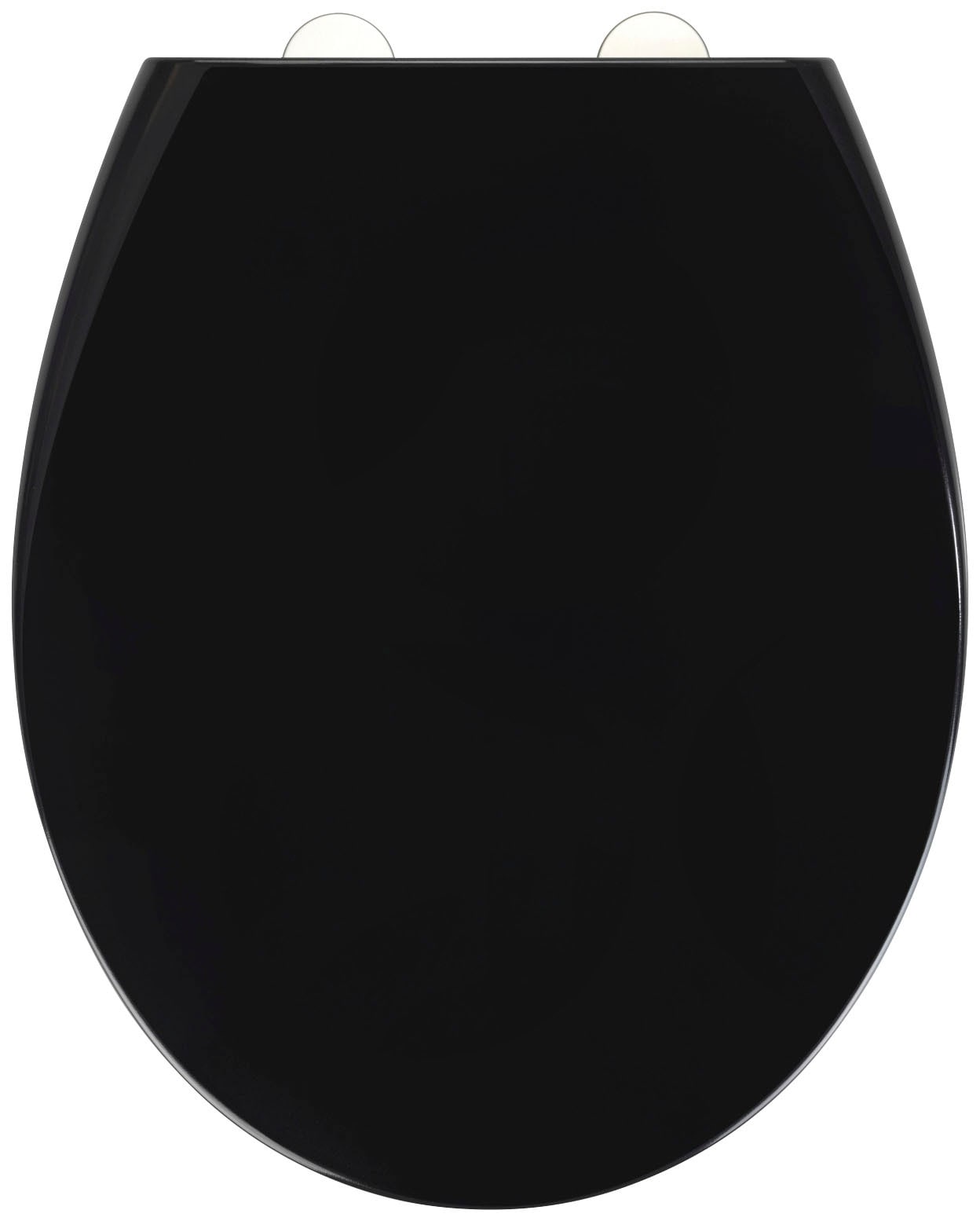 WC-Sitz WENKO "Vorno Neo", schwarz, B:37cm H:4,5cm L:46cm, Duroplast, Edelstahl, WC-Sitze, mit Absenkautomatik und Schnellbefestigung