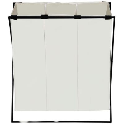 Wäschesortierer WENKO "Trio XL", beige (creme, schwarz), B:69cm H:76cm T:37cm, Polyester, Wäschesammler, 145 Liter Fassungsvermögen Image