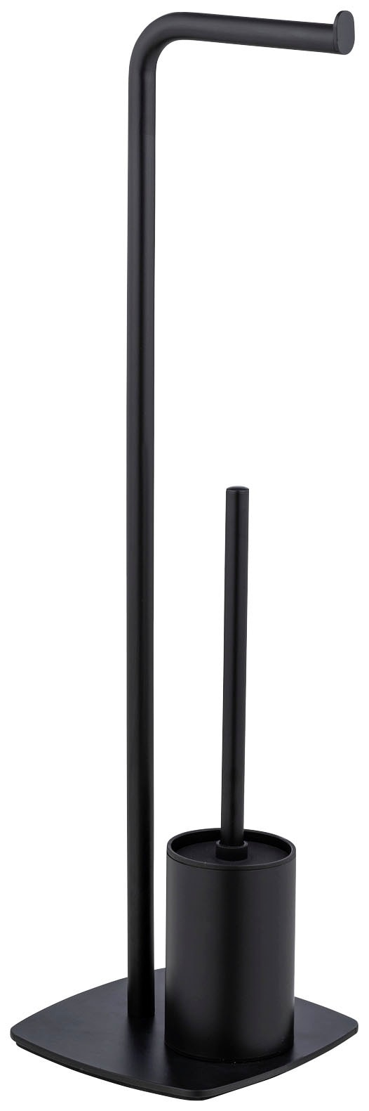 WC-Garnitur WENKO "Iria", schwarz, B:23cm H:72cm L:20cm, Stahl, Reinigungsbürsten, mit WC-Papierrollenhalter und WC-Bürste