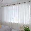 NCWANG Net curtains for windows, Floral Print Sheer Transparent Soft Window Door Curtains, Net Curtains for Bedroom Linen, Sheer Curtains (White Geometric Lines, 55" wide x 87" drop) Set of 2