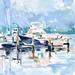 Breakwater Bay Watercolor Marina II by Emma Scarvey Painting Print on Canvas Paper, Wood in Blue/White | 37.625" H x 37.625" W x 1.25" D | Wayfair