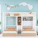 Mason & Marbles Remmy Twin Over Full Triple Bunk Bed w/ 2 Drawer & Built-in-Desk, Metal in White | 70 H x 96.9 W x 77.6 D in | Wayfair