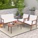 George Oliver Kahlyn 4 - Person Outdoor Seating Group w/ Cushions Wood/Natural Hardwoods in Brown/White | 32 H x 26.5 W x 27 D in | Wayfair