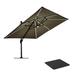 Arlmont & Co. Rejouis Outdoor 120" Cantilever Square Lighted Umbrella w/ Steel Plate Base in Brown | 96 H x 120 W x 120 D in | Wayfair