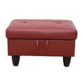 Latitude Run® Tateos 28.5" Wide Faux Leather Tufted Rectangle Storage Ottoman Faux Leather/Fade Resistant in Red | 17.5 H x 28.5 W x 19 D in | Wayfair