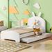 Zoomie Kids Aivah Upholstered Platform Bed Upholstered in White | 46 H x 44.4 W x 81.4 D in | Wayfair 3DF5FA73EE0340428881CC511D3D8C13