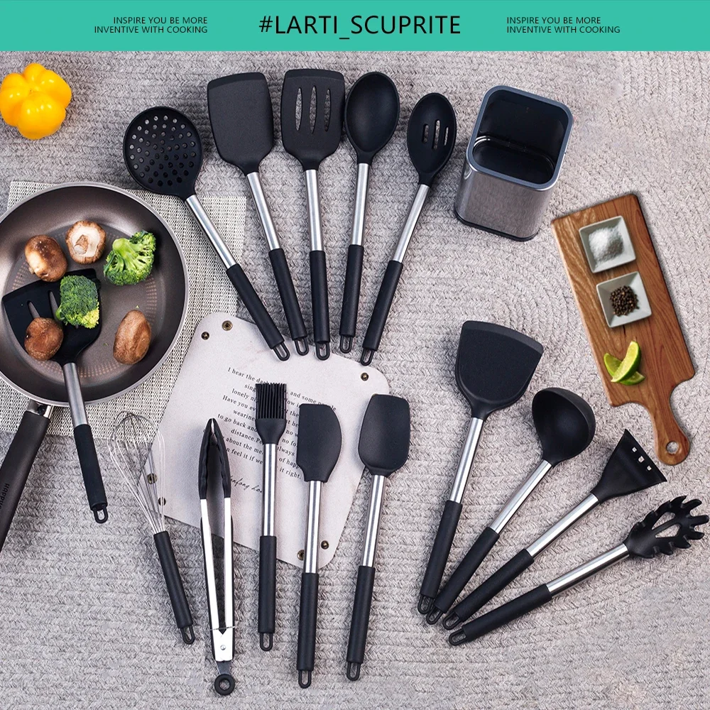 Ensemble d'ustensiles de cuisine en Silicone de qualité, outils de cuisine antiadhésifs, accessoires d'ustensiles de cuisine, spatule résistante à la chaleur, Kit de cuillères