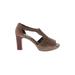 Clarks Heels: Brown Solid Shoes - Women's Size 9 1/2 - Peep Toe