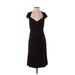 Tadashi Casual Dress - Midi Plunge Short sleeves: Brown Print Dresses - Women's Size Small