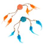 Lot de jouets TIAKI Petites balles en osier avec plumes pour chat - lot de 2 jouets