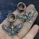 2pc Stainless Steel Ear Gauges Tunnel Plugs Expander Mskull Moth Dangle Stretcher Hypoallergenic